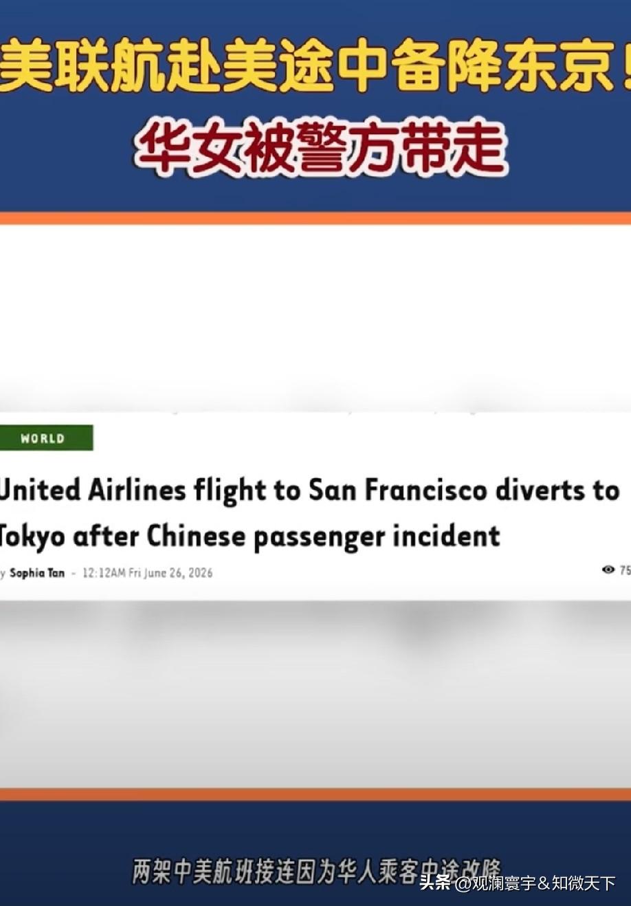 高空肆意闹事，航班紧急备降东京，实在得不偿失
 
6月24日美联航一班浦东飞往旧