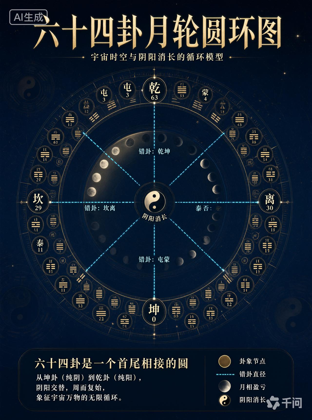 很多人以为，六十四卦只能用来占卜吉凶。
 
但今天我们用现代数学，重新定义这套古