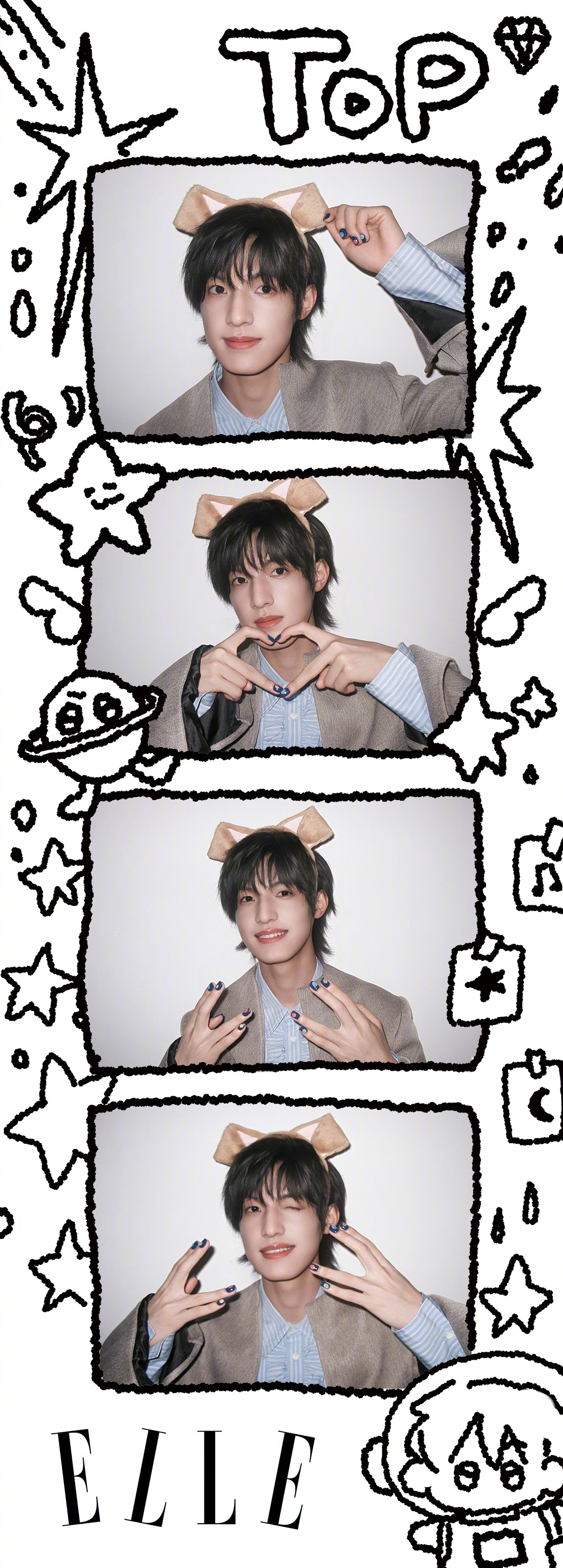 张泽禹ELLE专属浪漫✨提前戴上生日帽的小王子精致又灵动，被品牌稳稳偏爱的幸福感