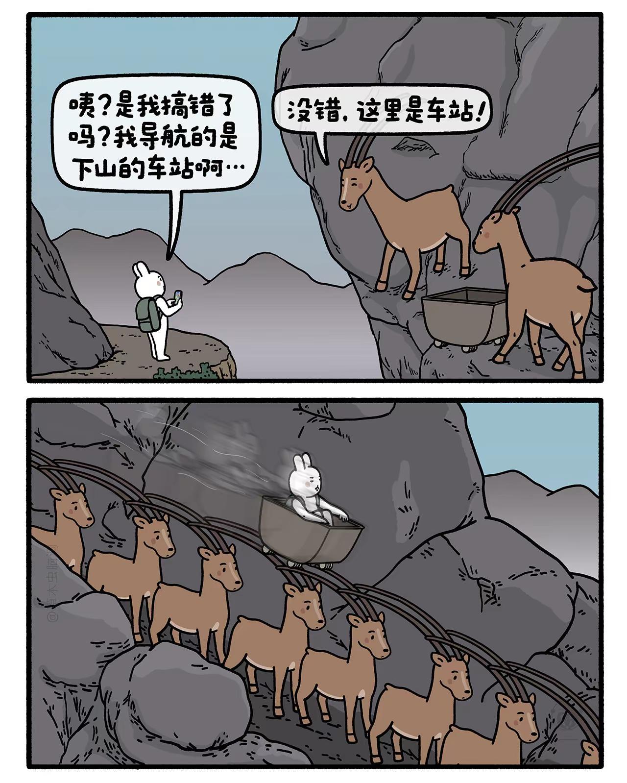 下山车站。嫦娥打工兔 第八三五集 一日一画