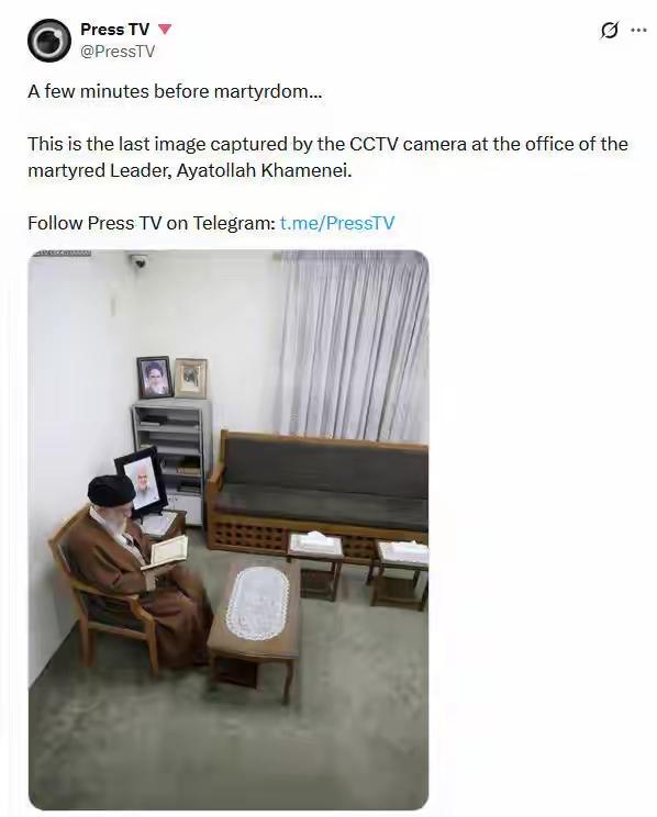 3月27日，伊朗英语新闻电视台（Press TV）发布了伊朗前最高领袖哈梅内伊遇