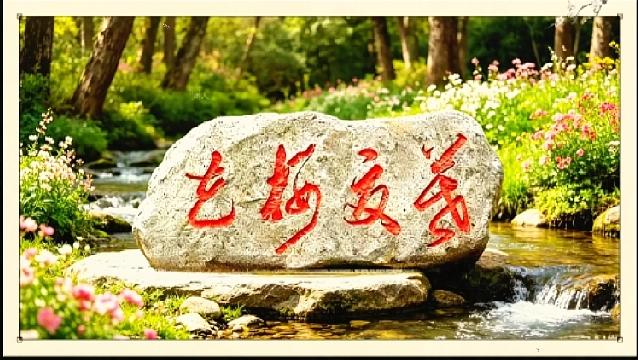 溪边这块景观石上的红字，直接把我难住了！

山野溪流旁的石头景致很美，看着石头上
