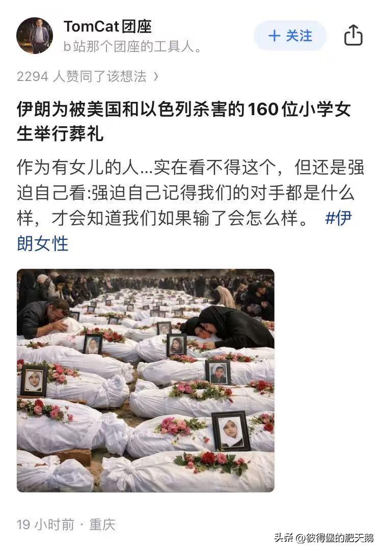 这位网友说出了咱的心声，观点十分赞同！

TomCat团座发文：伊朗为被美国和以