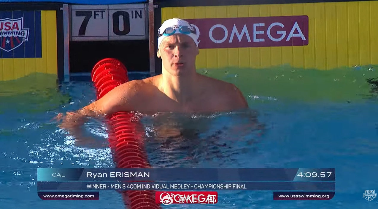全美游泳锦标赛 男400混决赛Ryan Erisman 4:09.57 PB 哥