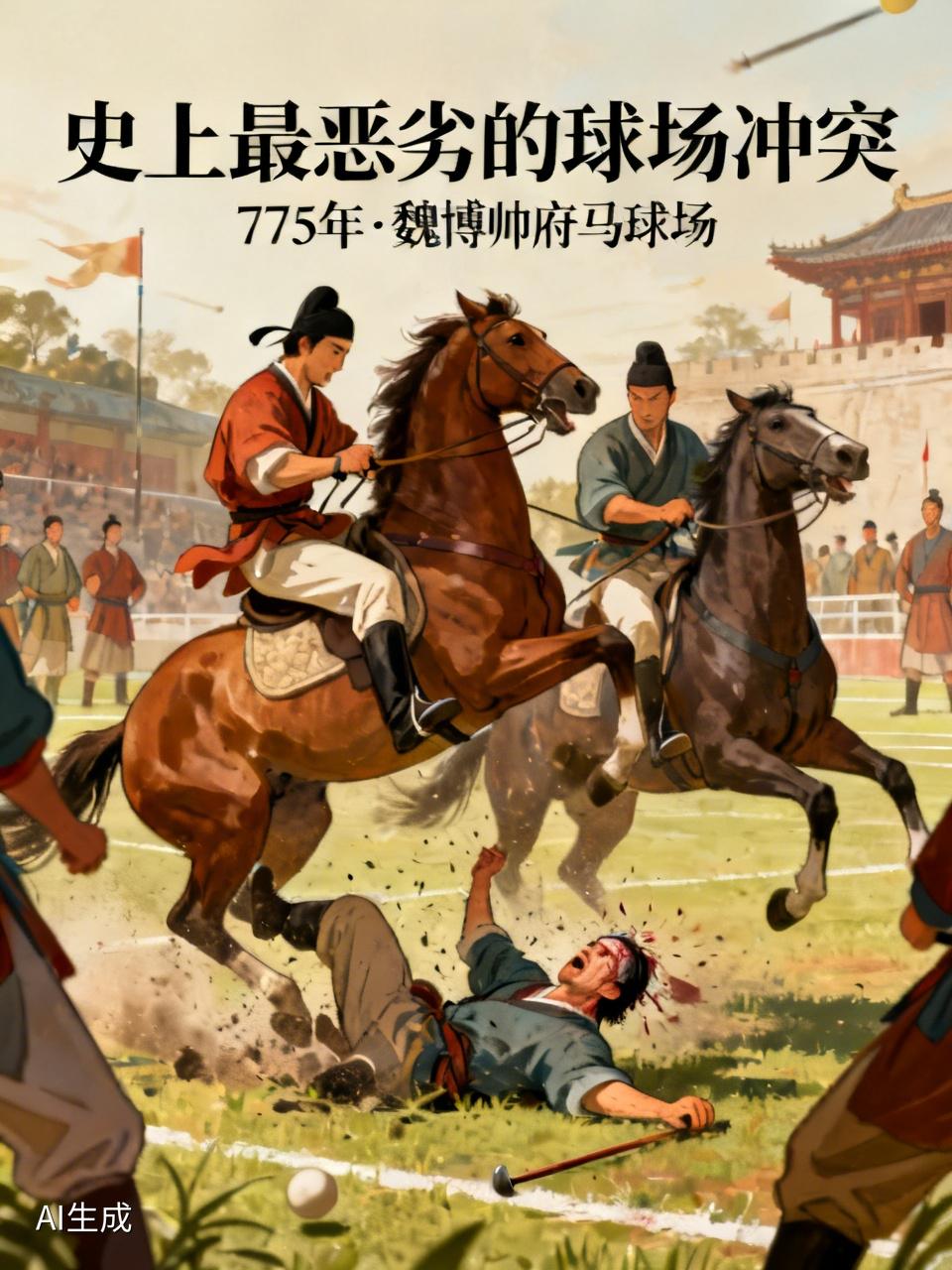 官二代PK，
血溅当场。
史上最恶劣的球场冲突，
发生在775年。

魏博帅府，