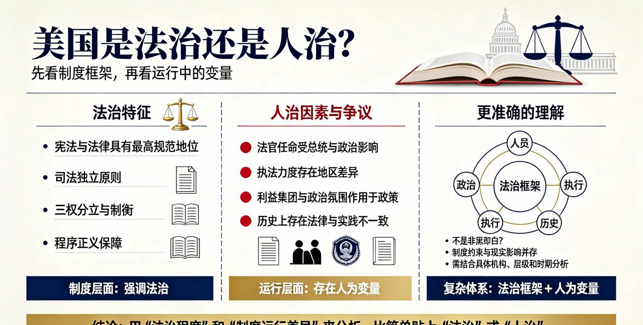 【美国是人治还是法治？】

“法官也是人，判决会出错；同一件事，不同法官还能得出