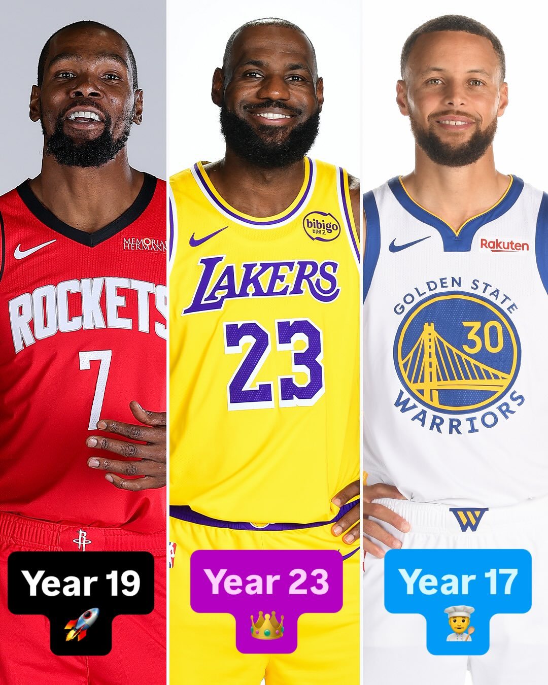 ESPN晒出詹杜库的定妆照对比，联盟三巨头。 ​​​