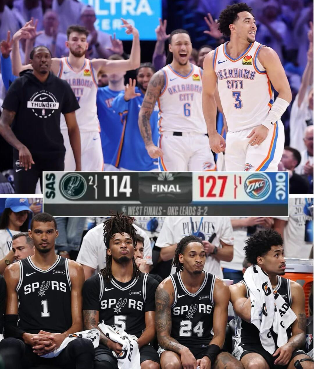 雷霆3比2马刺🏀雷霆3:2领先马刺🔥||北京时间5月27日NBA 西部决赛G