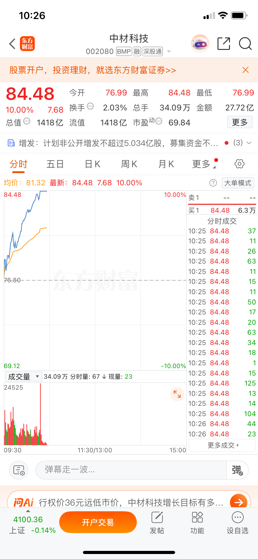 兄弟们，咱就是说，这股市是不是专治各种不服？！昨天马哥刚下车，今天中材科技直接拉