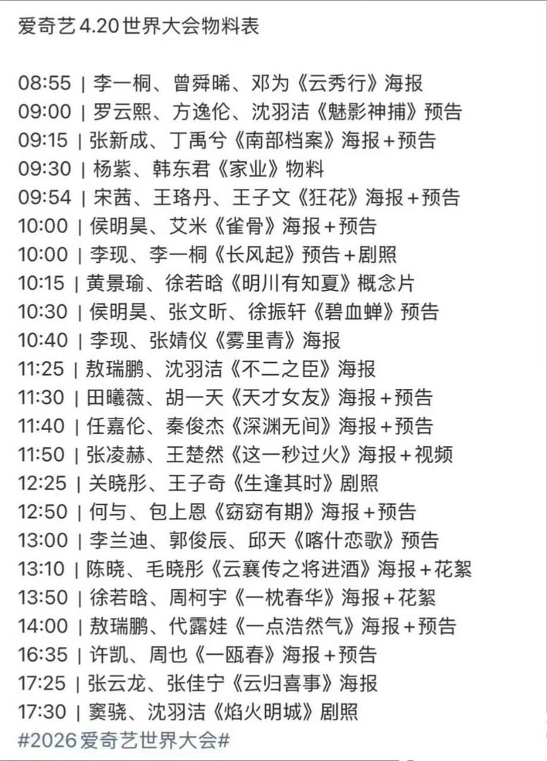 4.20🥝世界大会物料发放，你期待哪部剧？ 