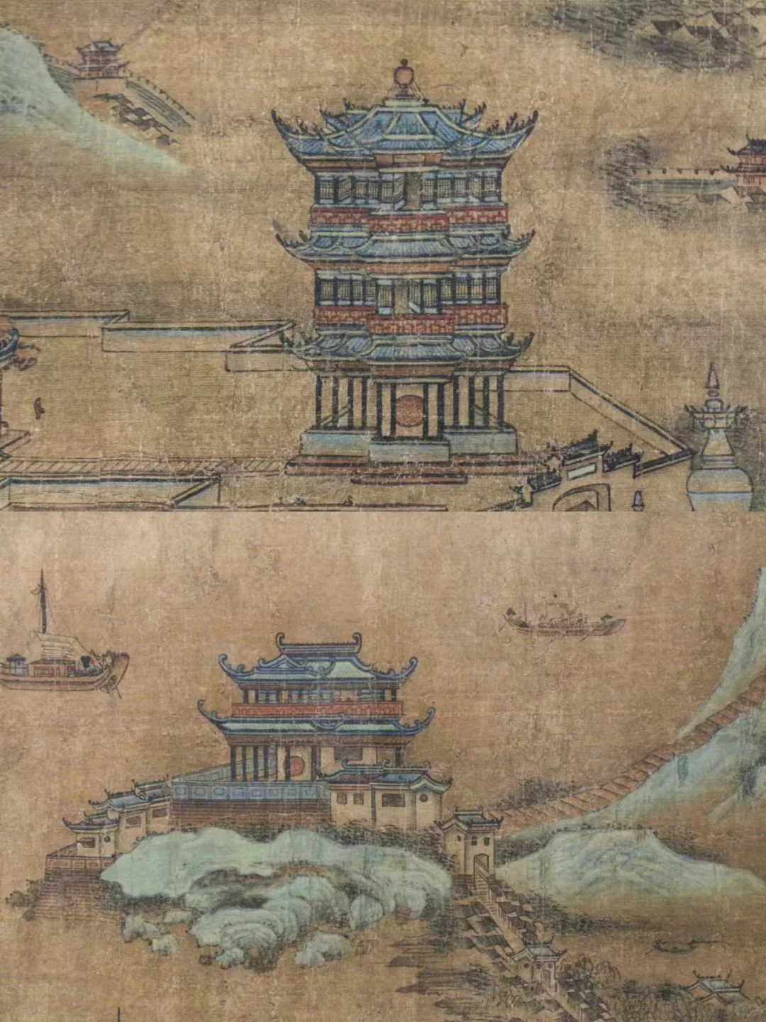 请答：这幅画的是明代武汉哪几个建筑？
