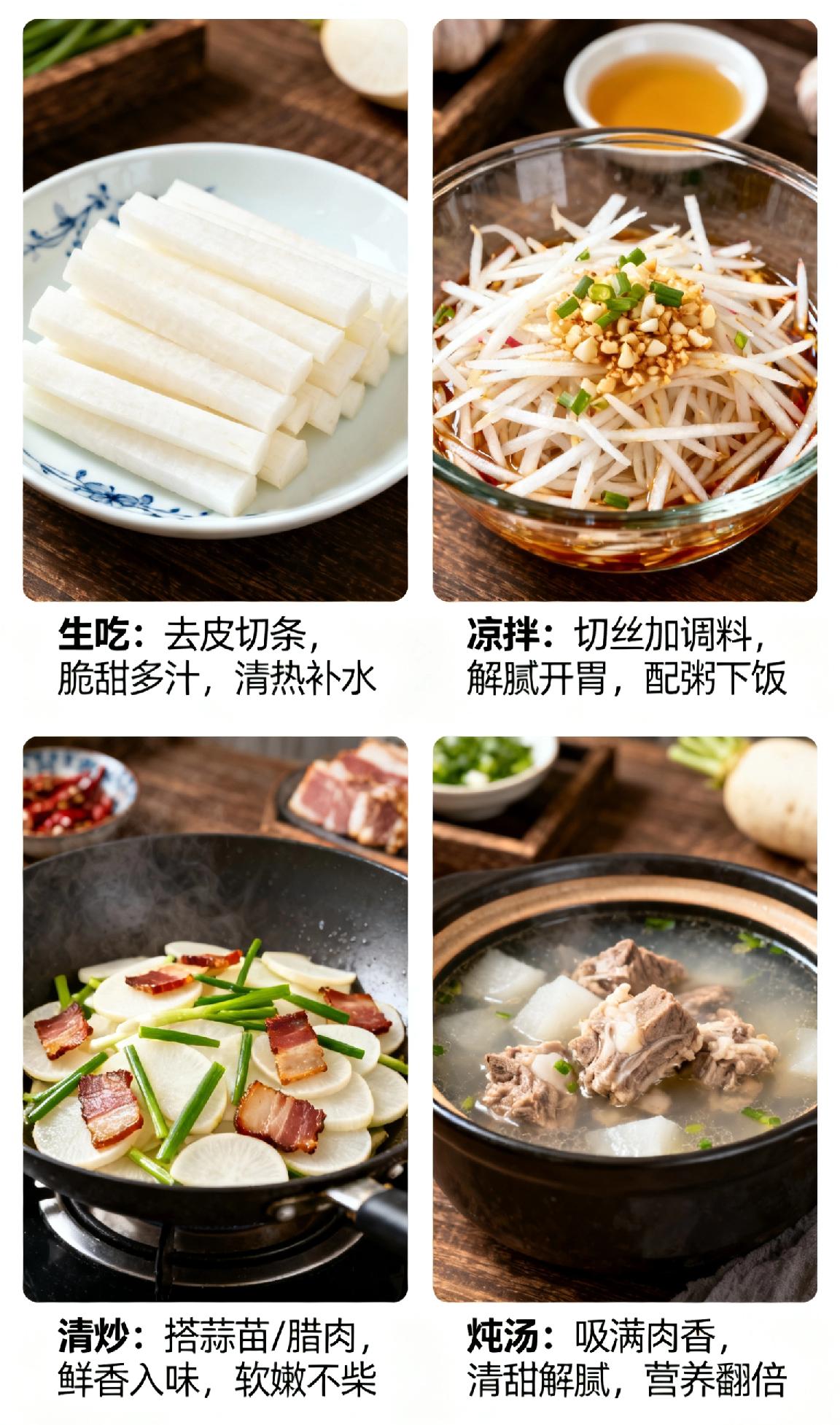 新鲜的萝卜怎么吃更好吃呢新鲜萝卜吃法多样，各有风味。生吃去皮切条，脆甜多汁，清热