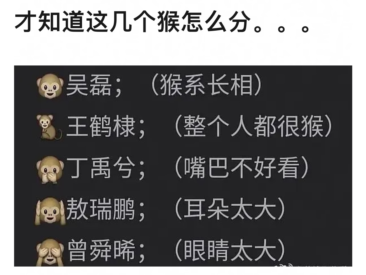 才知道这几个猴怎么分 原来捂的都是不好看的部分 ​​​