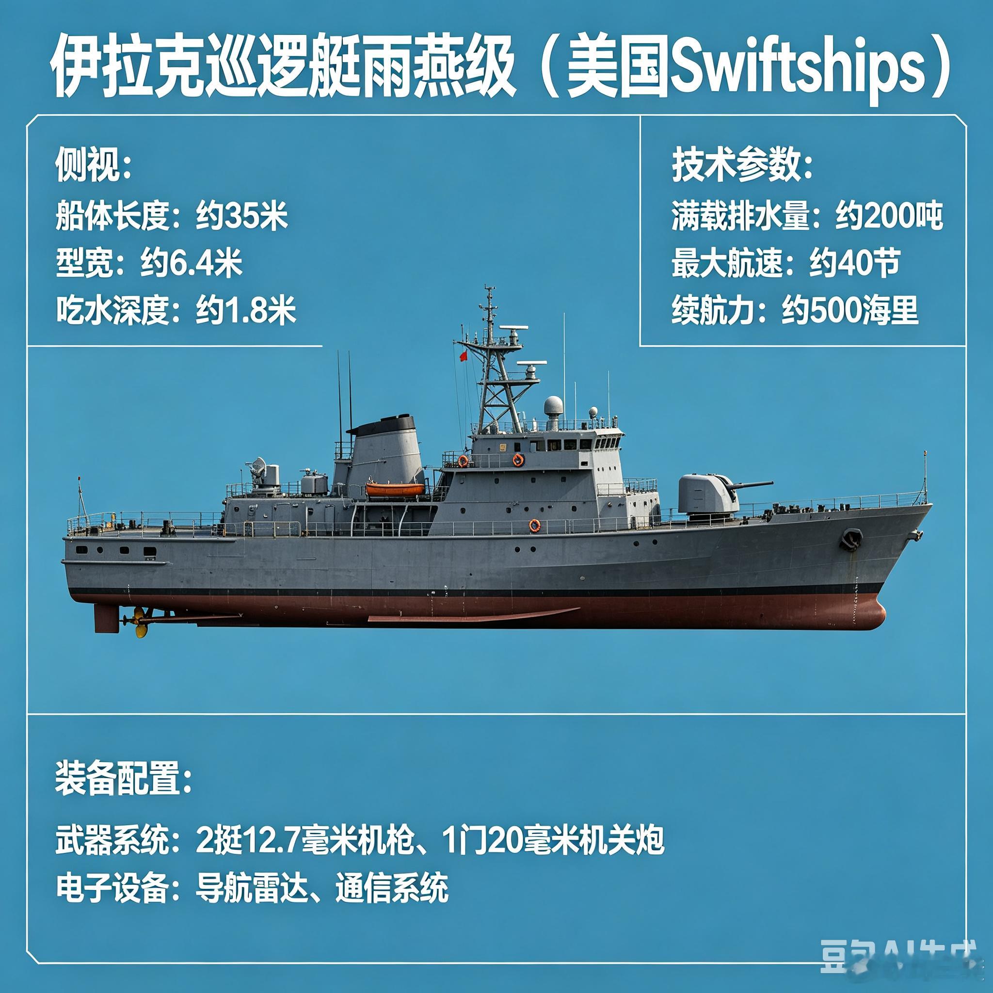 军事ai新视野ai热力追踪 伊拉克雨燕级（Swiftships 35m）海岸巡逻