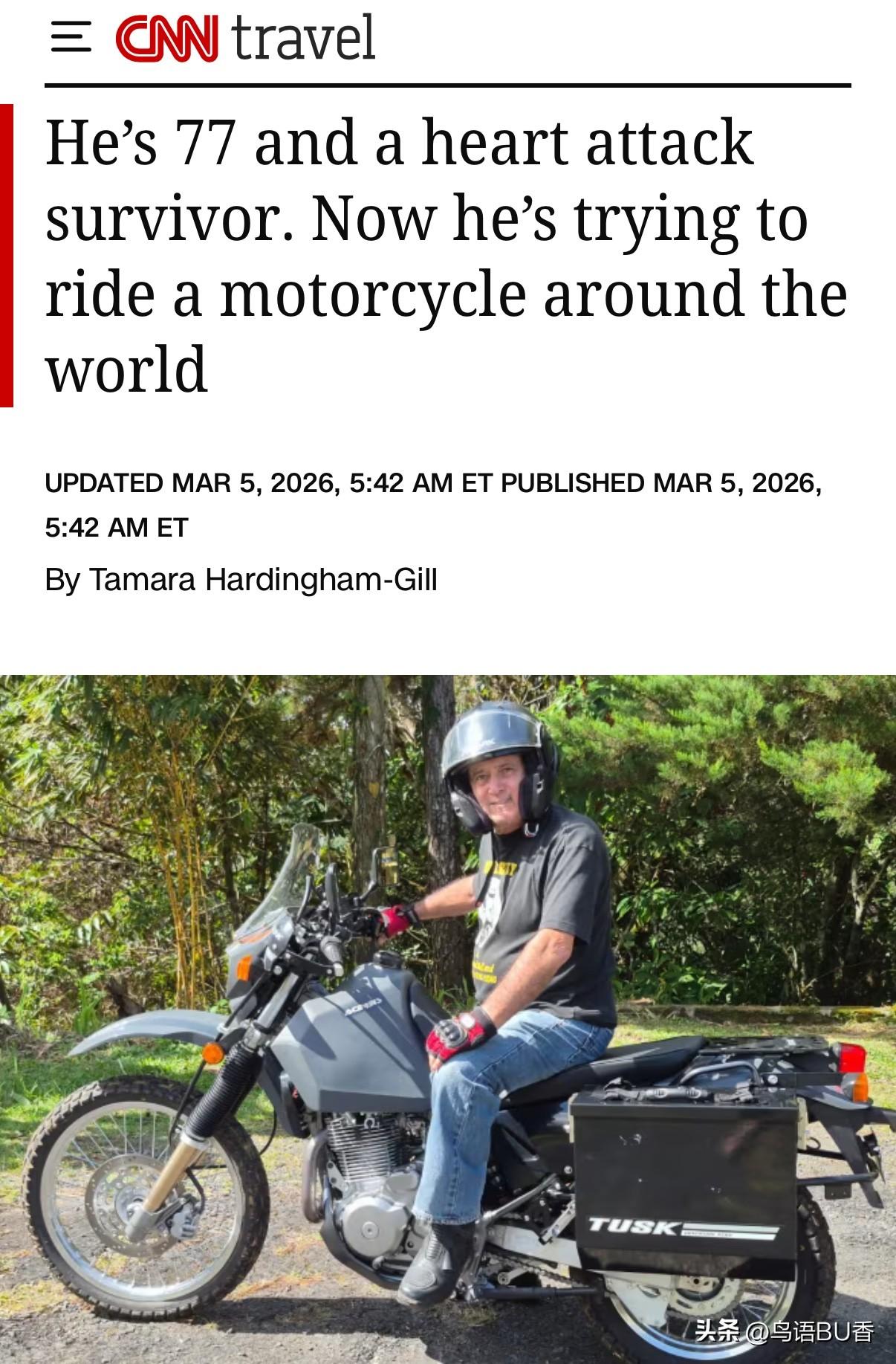 有梦想，就去干吧。图中这位77岁的老哥，他在做了在这个年纪，多数人想都不敢想的事