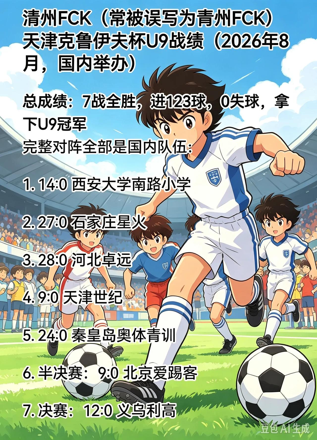 还有多少真相被隐瞒

清州FCK.U9队在天津克鲁伊夫杯赛事中，以“秋风扫落叶”