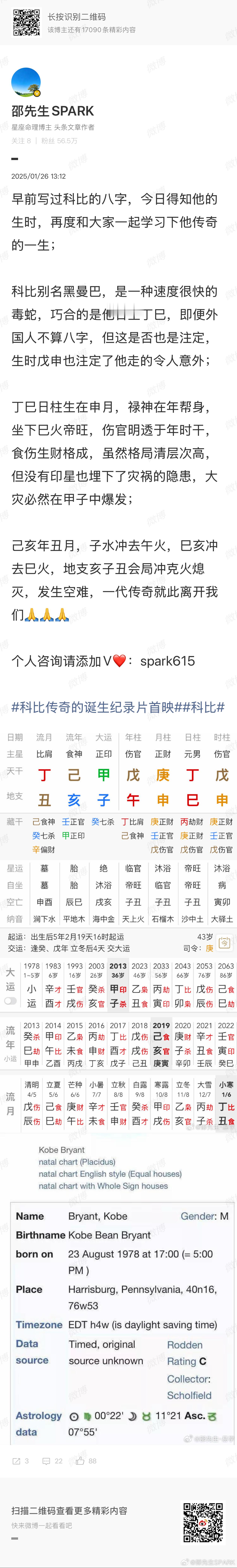 科比生前最后一张公开照片科比绰号黑曼巴，是在去曼巴体育学院途中空难，那年刚好是己