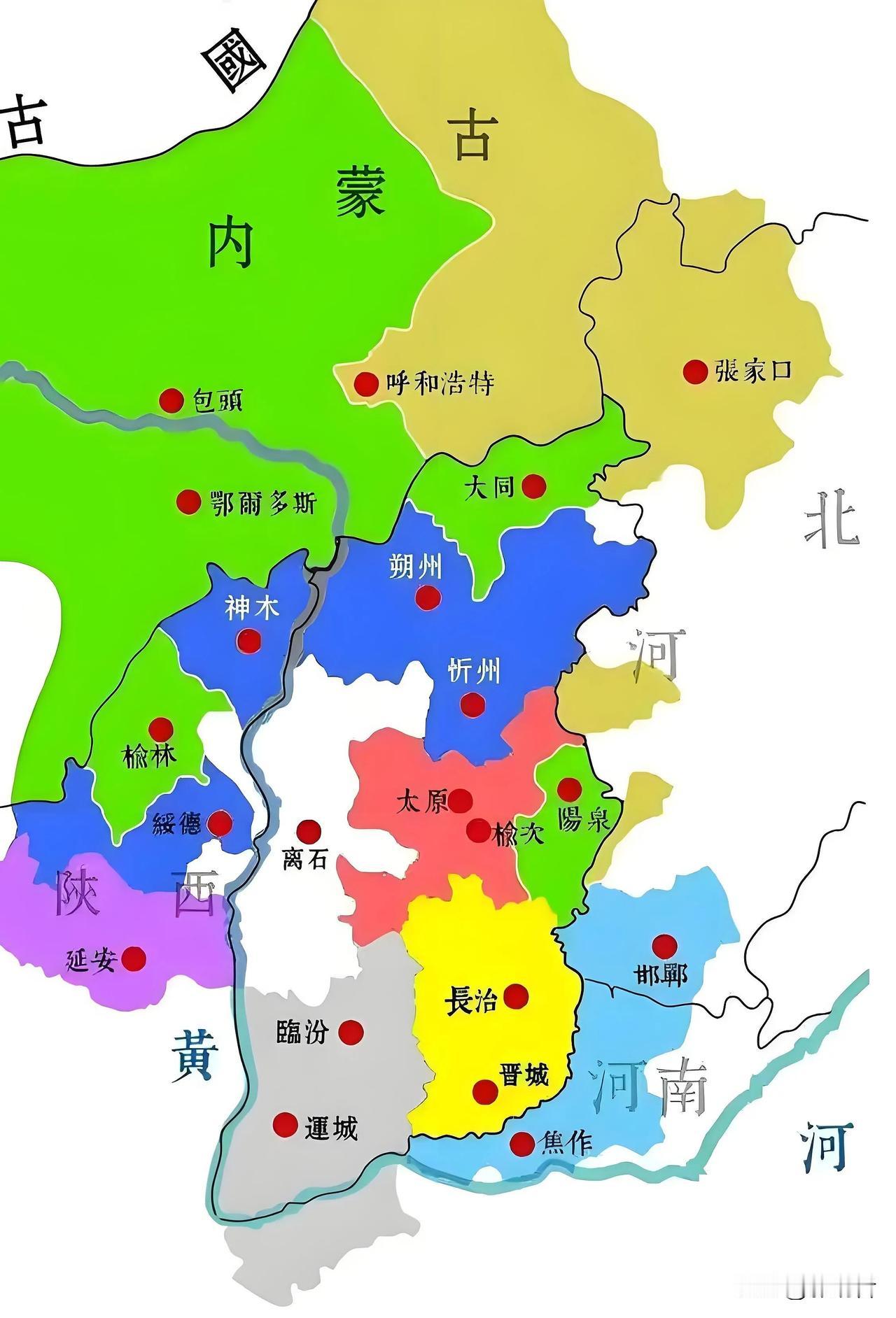 见笑了。一直觉得河北省张家口市和山西省大同市相距很远，不会相邻。
然而，地图却显