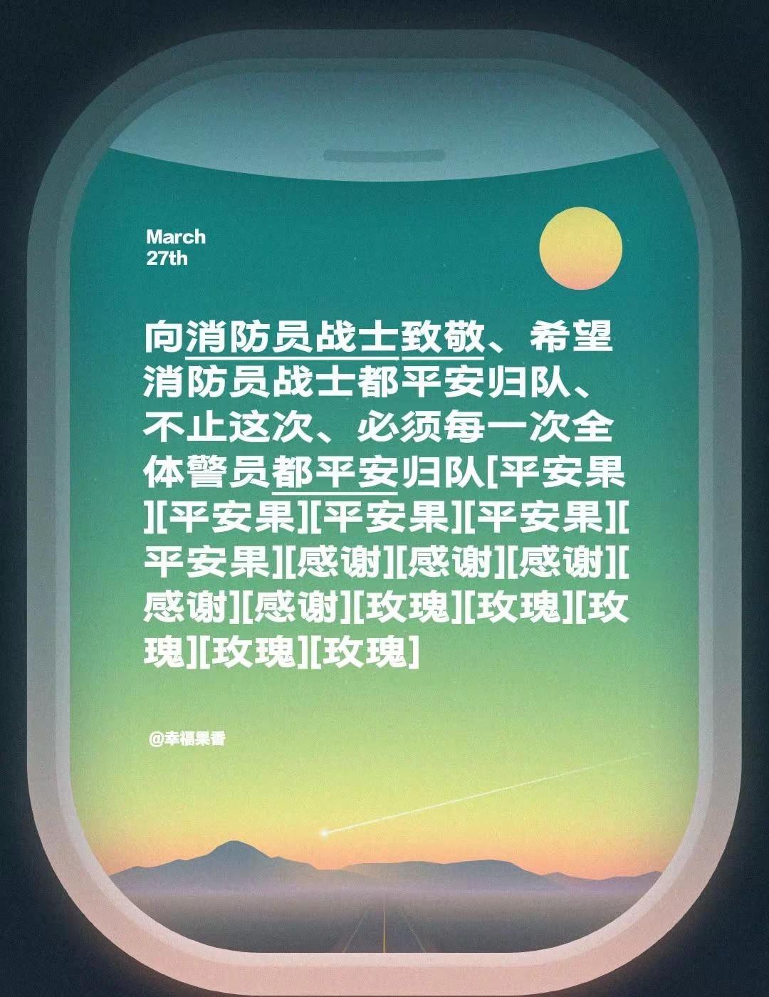 我评论了@蓝焰日记 的作品：向消防员战士致敬、希望消防员战士都平安归队、不止这次