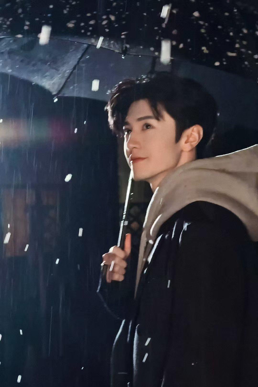 陈哲远 最适合FirstLove的素材  漫天飞雪中，陈哲远迎面走来，手中的伞下