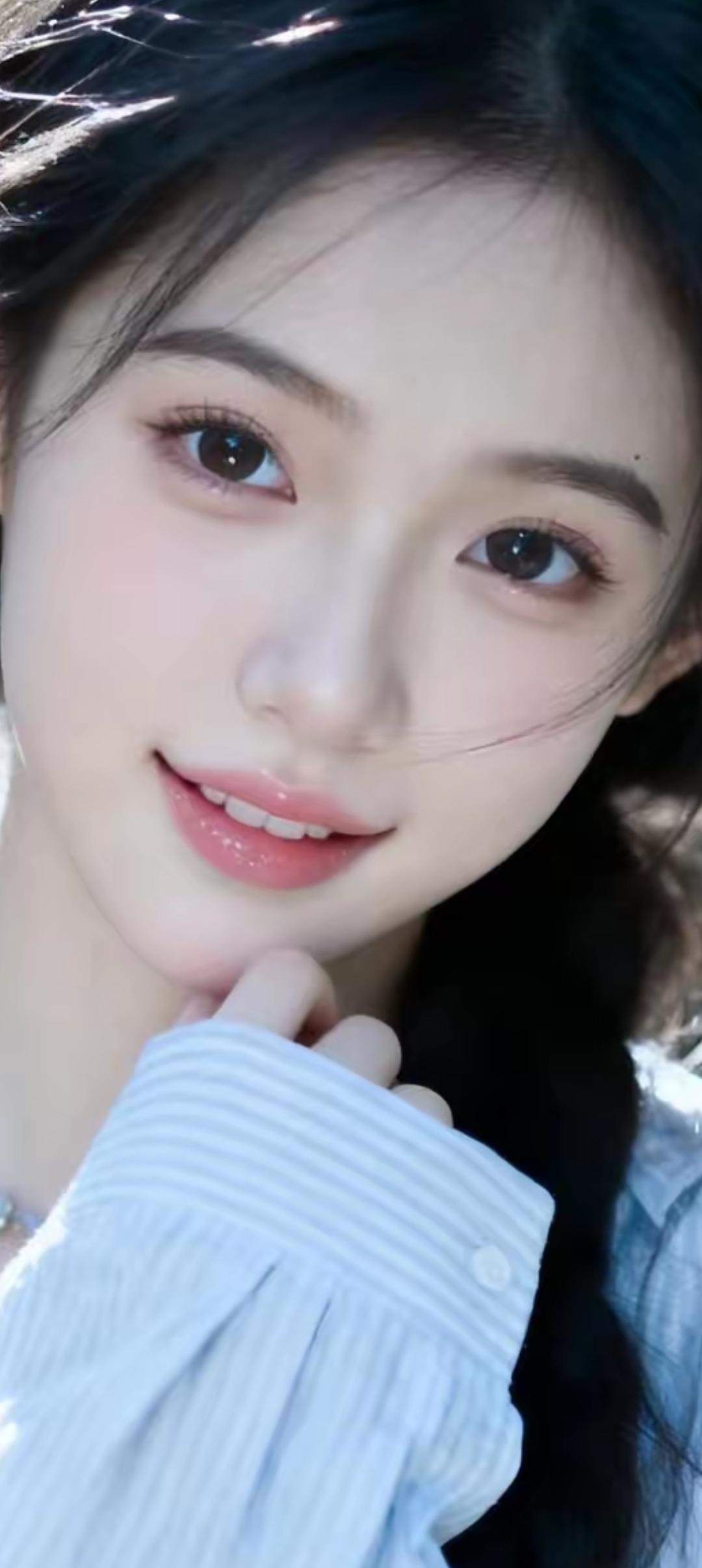 阳光下的少女，微笑如春风，温柔似水。