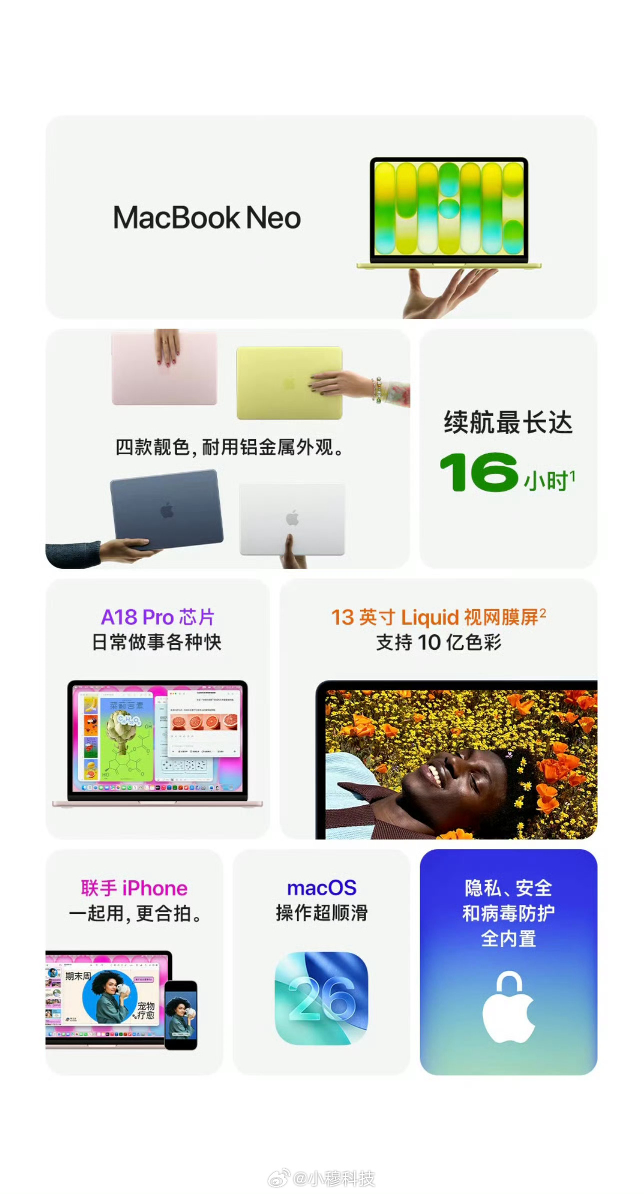 MacBook Neo苹果发布了全新的MacBook Neo轻薄笔记本，4599