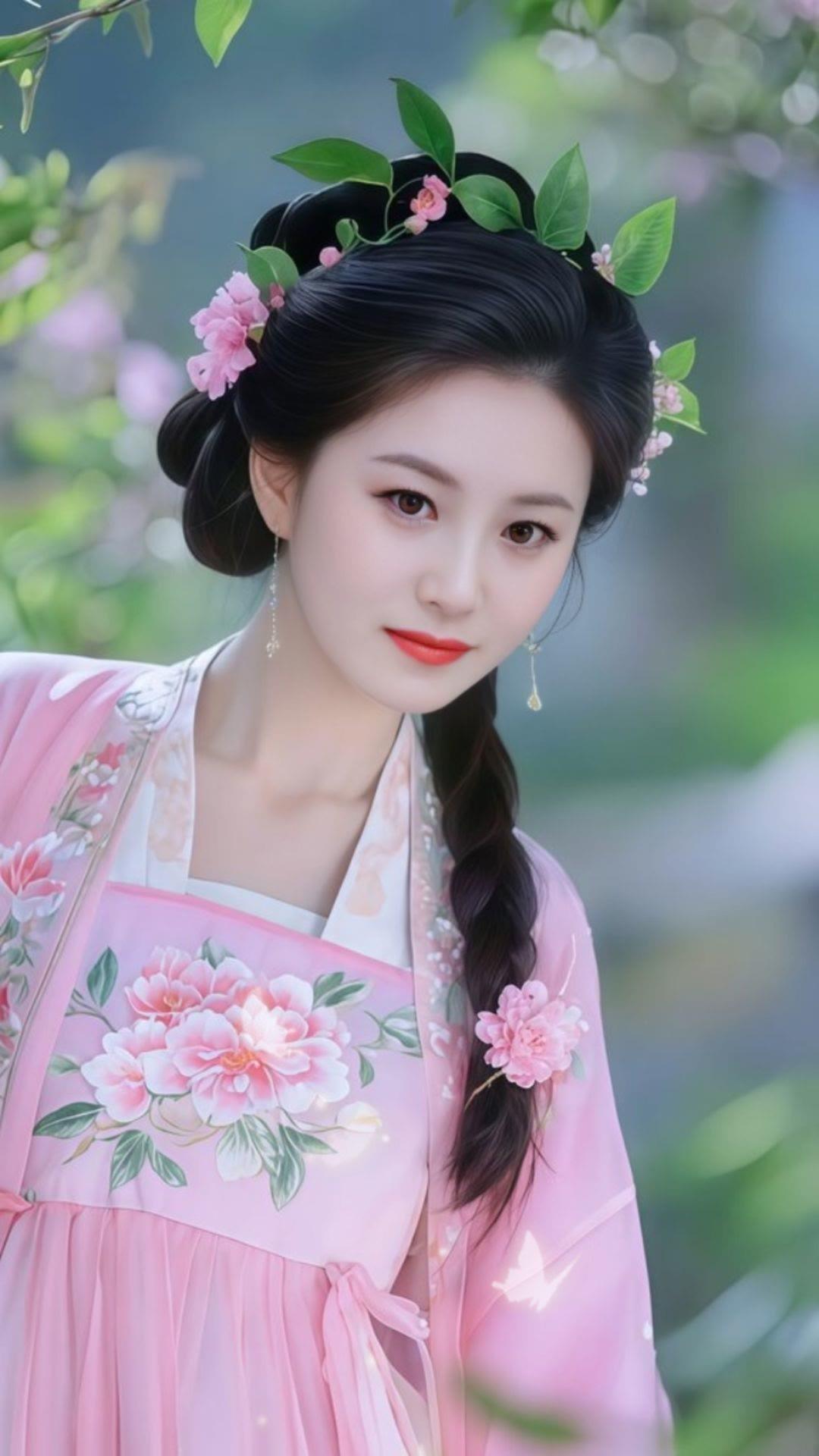 温柔古典的汉服美人，花间仙子般的优雅与美丽。