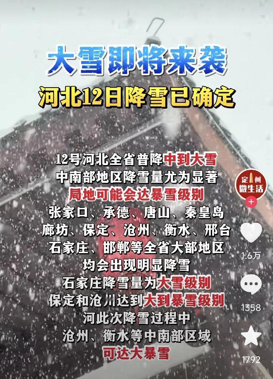 石家庄人盼雪疯了！就等大雪来，停工停课在家嗨！
 
家人们谁懂啊！刷到石家庄要下