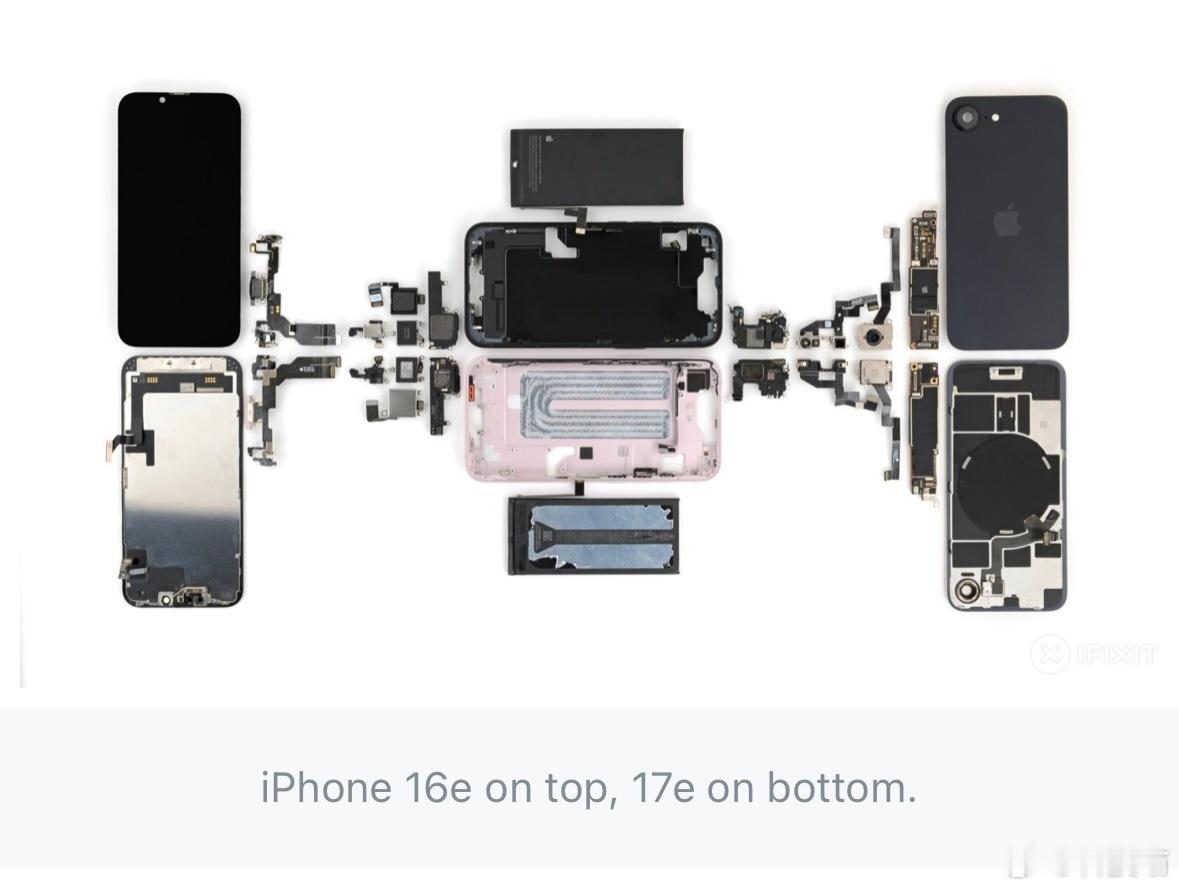 iPhone17e零件与前代兼容iPhone 17e拆解显示，只比iPhone 