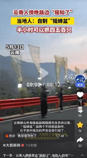 惊呆了！云南保山，云南人傍晚在路边“摇知了”彻底火了！他们自己制作“摇婵盆”，说