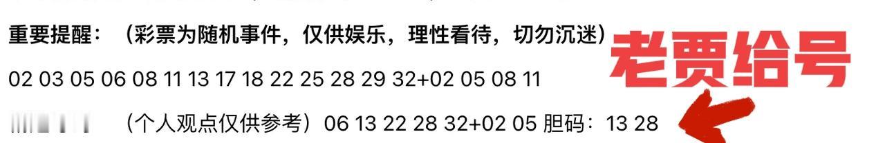 老贾给号啦！快来看看吧！这一期老贾后区给出全小号，上一期双色球后区开出小偶数，看