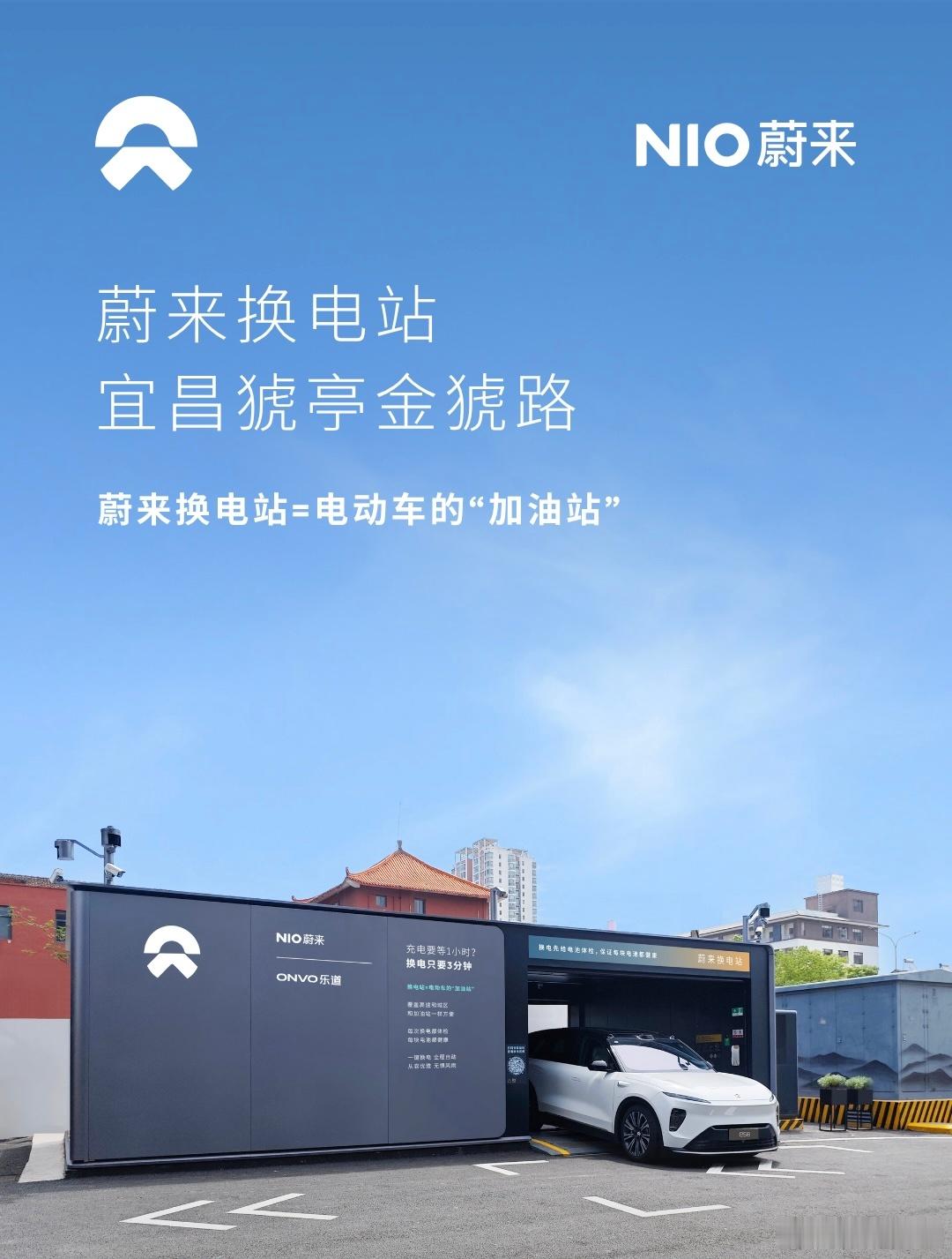 换电站是电动车的加油站蔚来换电站 | 宜昌猇亭金猇路 上线周边3公里覆盖4大核心