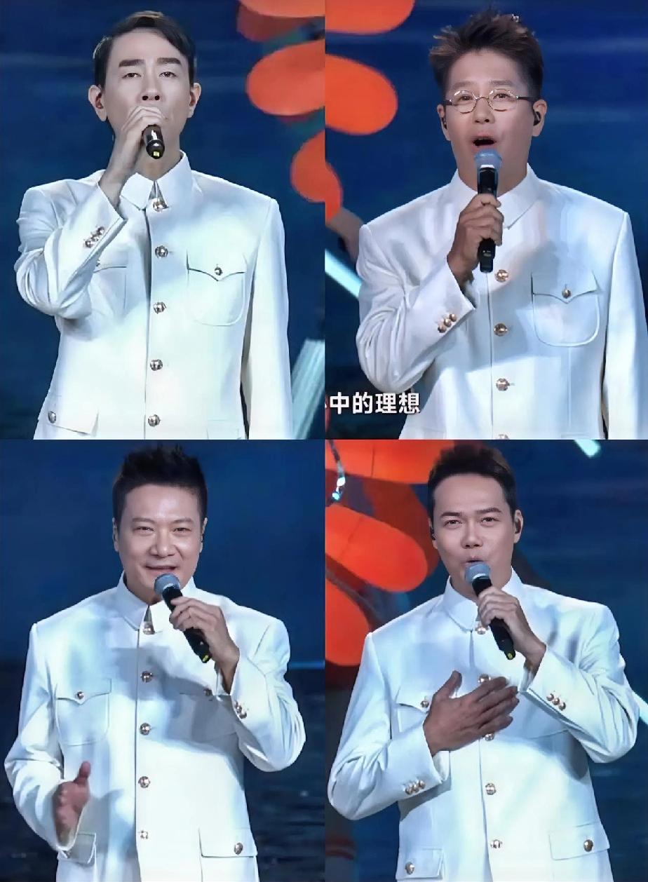 曾经“古惑仔”们，
清一色白色中山装，精神抖擞，让人一阵恍惚。[大笑][大笑]