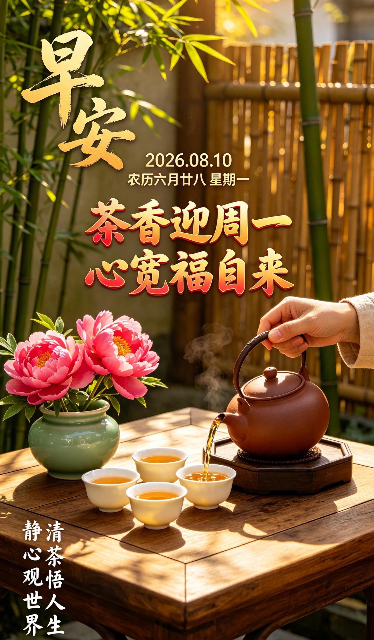 大家早上好，周一安康🍵！2026年8月10日新周开启，夏日暑气仍在，出门记得多