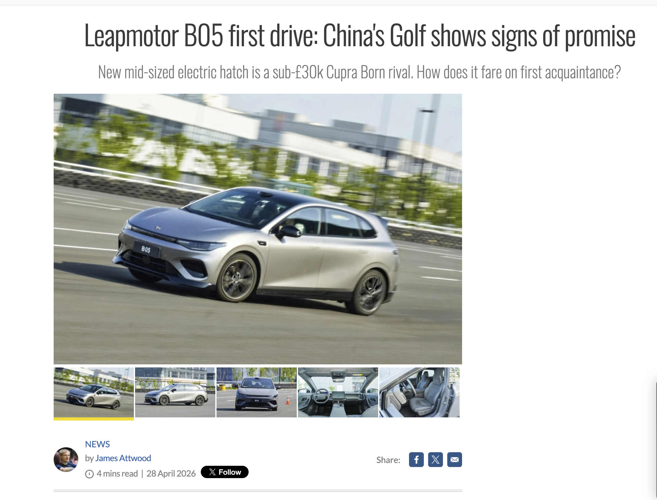 零跑LAFA5 在autocar成为中国高尔夫，到还蛮贴切的 