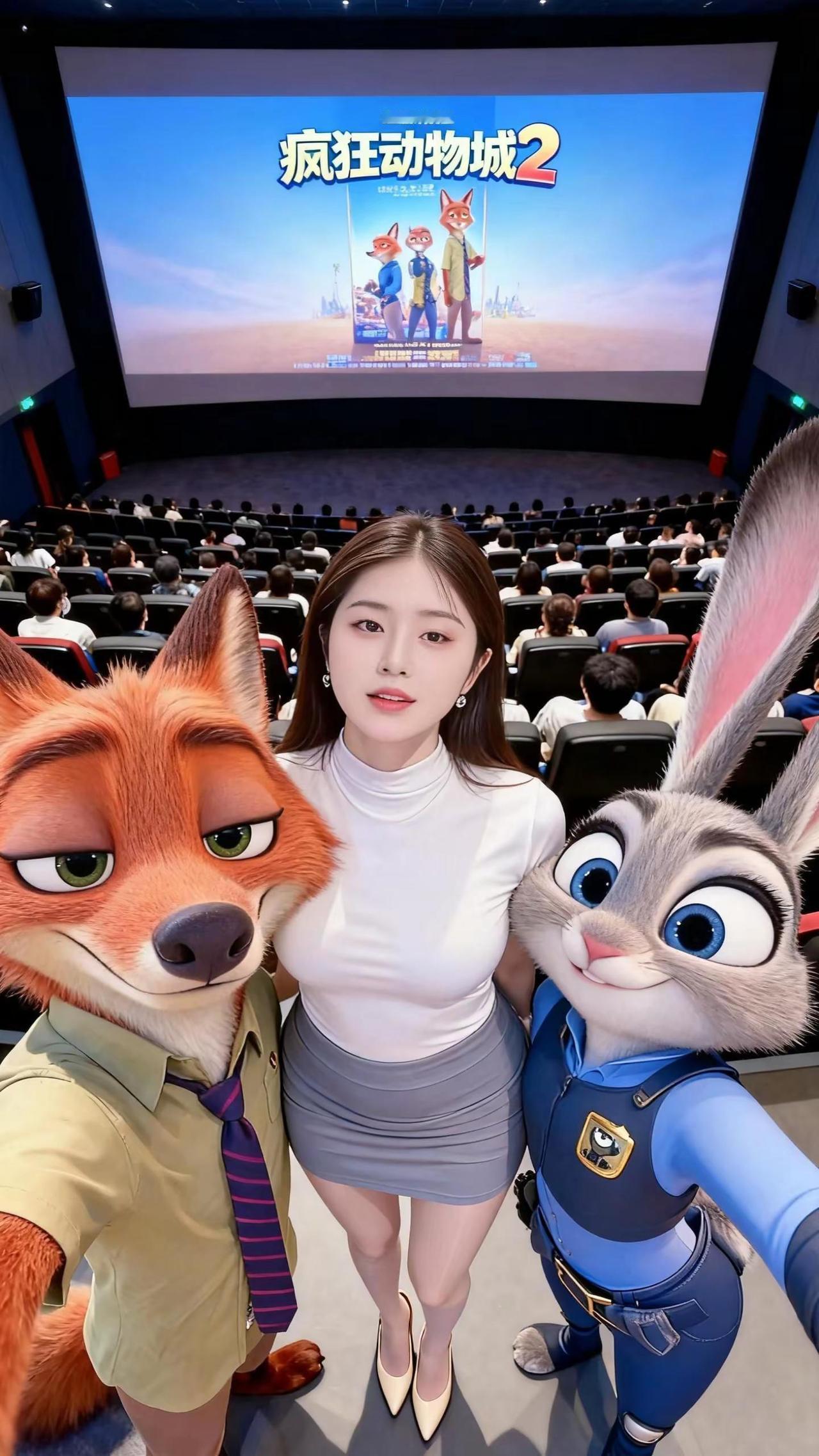 AI萌趣影院合影 狐兔cp合照我先晒了
