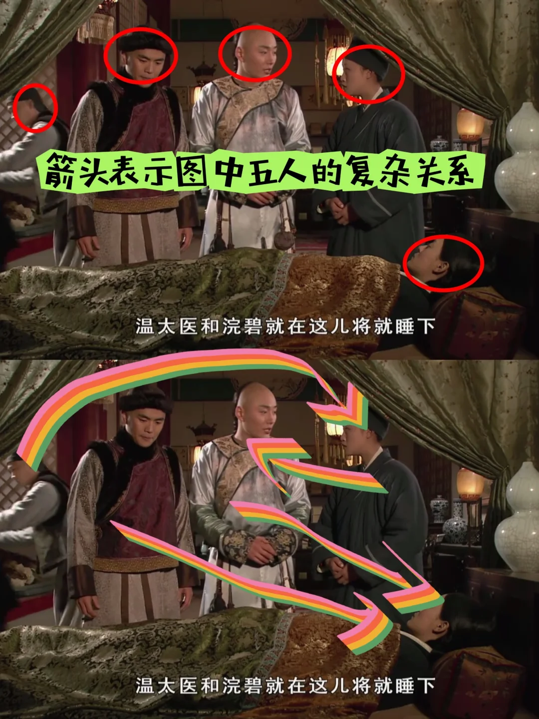 哈哈哈，这一段每次看到都想笑，屋里每个人都有自己的小心思，特别是温太医...