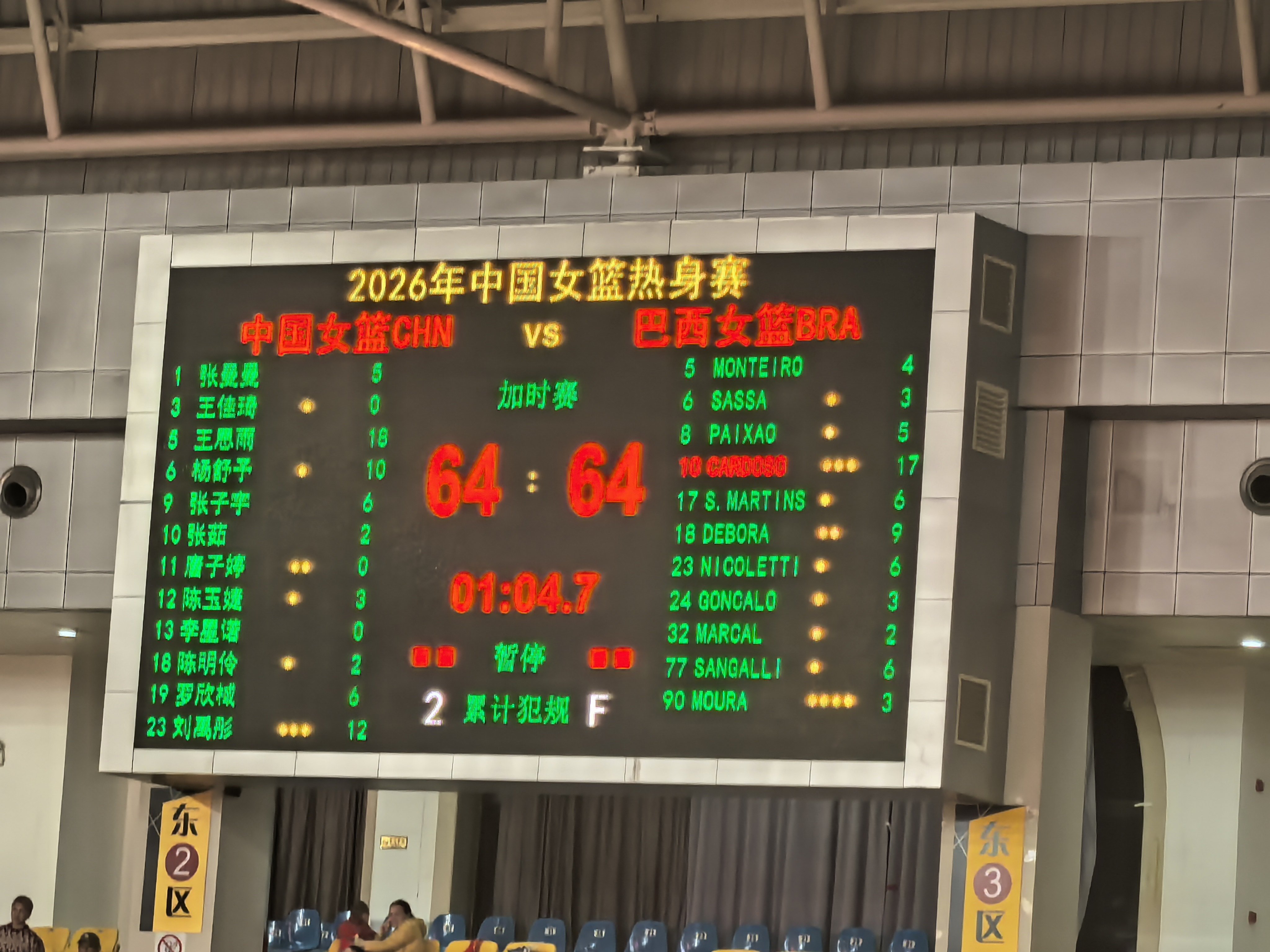 我滴妈呀，中圈绝平三分～～加班了。这女篮热身赛有意思哈，大家有兴趣的话可以去咪咕