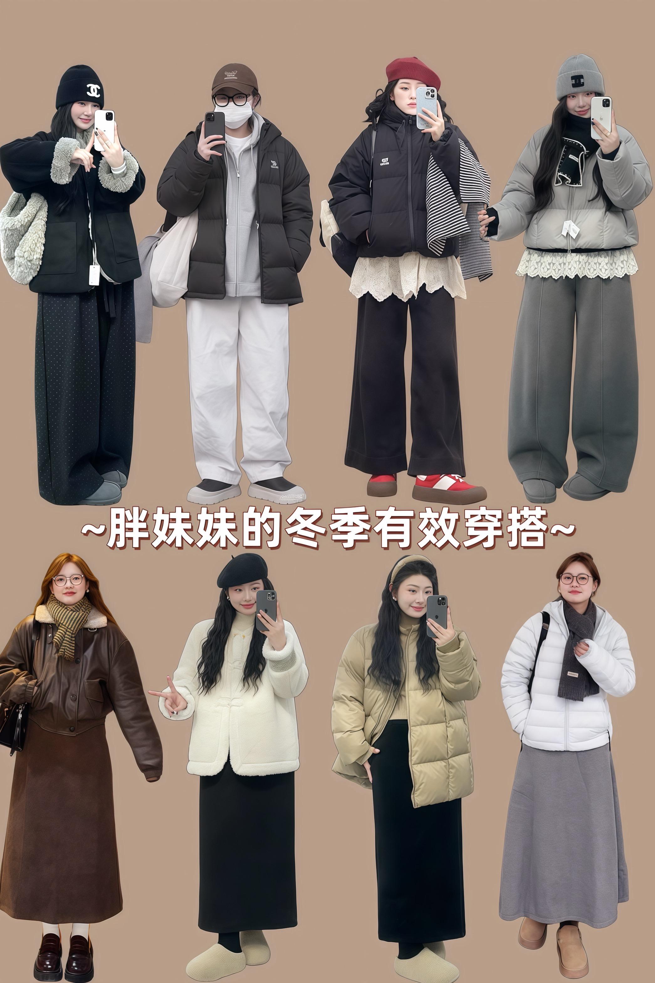 胖妹妹的冬季有效穿搭 微胖穿搭大码女装 遮肉显瘦 秋冬新款