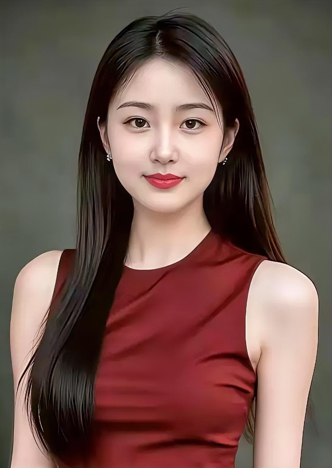 温柔甜美的红衣少女，散发着优雅气质。