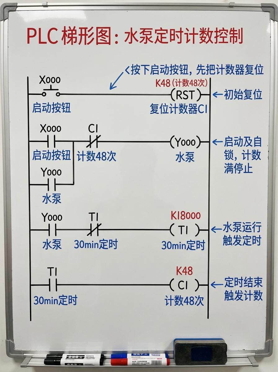 三菱PLC24小时定时自动停机程序。
你是否遇到过这样的场景？工厂里的搅拌机、水