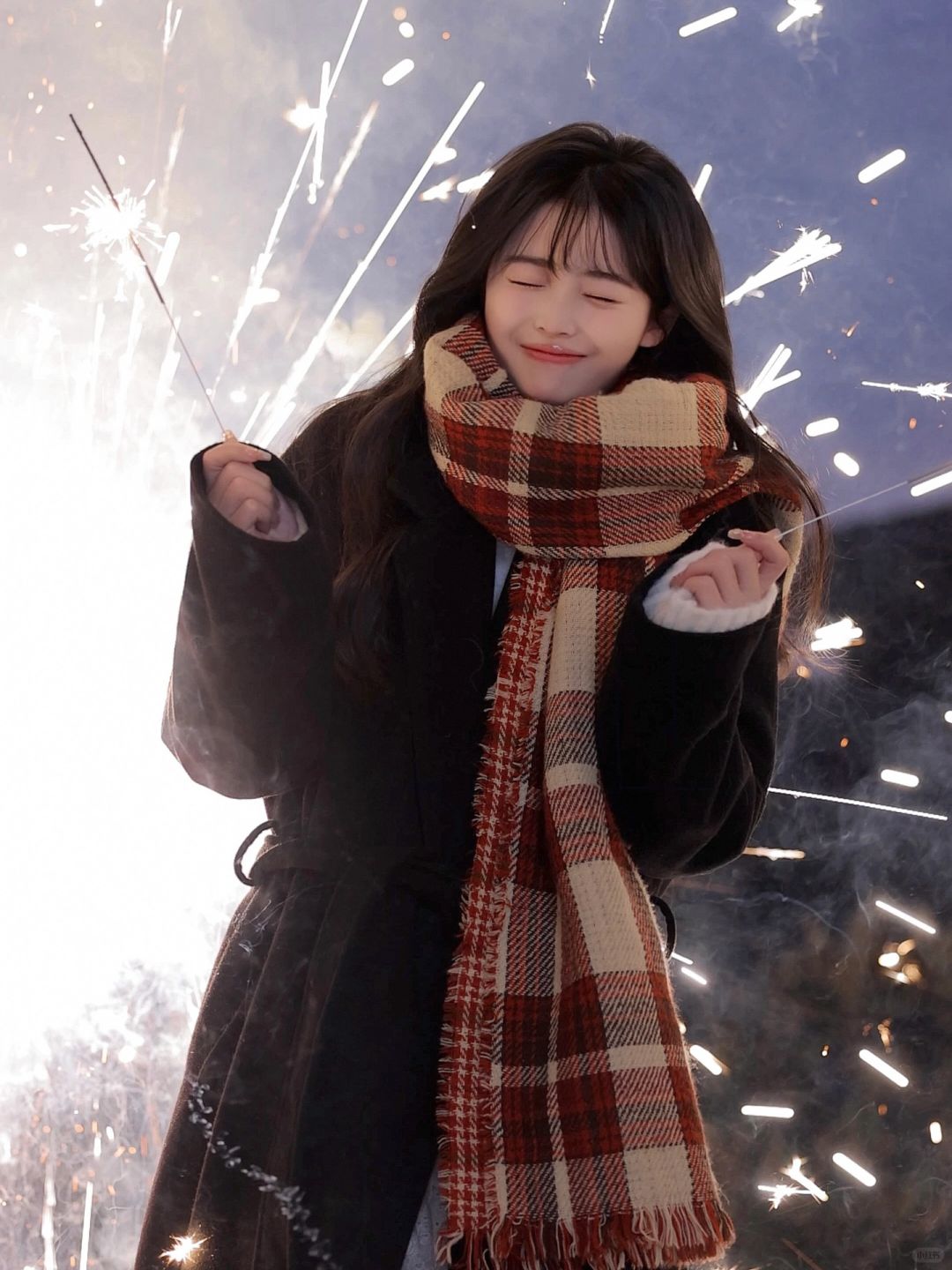 “在烟花的绽放下愿我们都如愿以偿！”