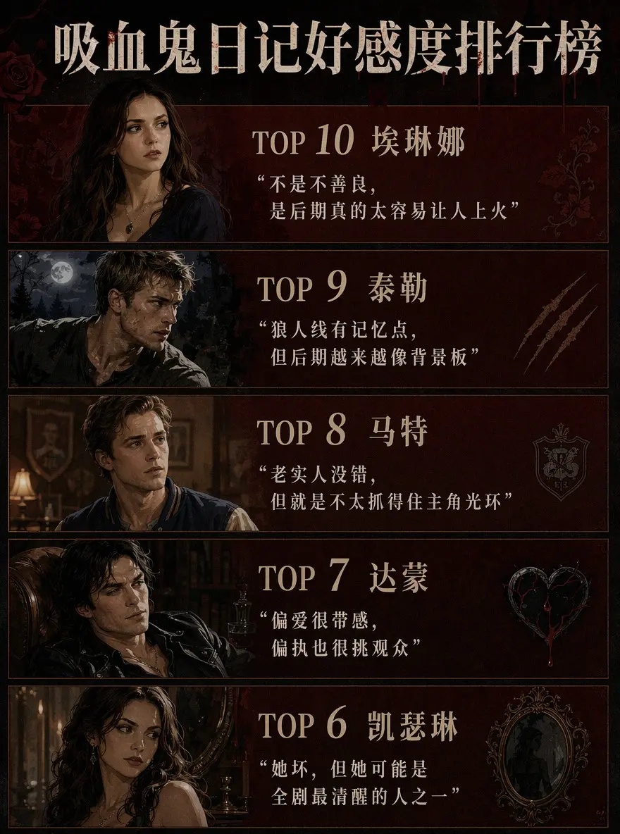 《吸血鬼日记》好感度排名！你心中第一是谁。