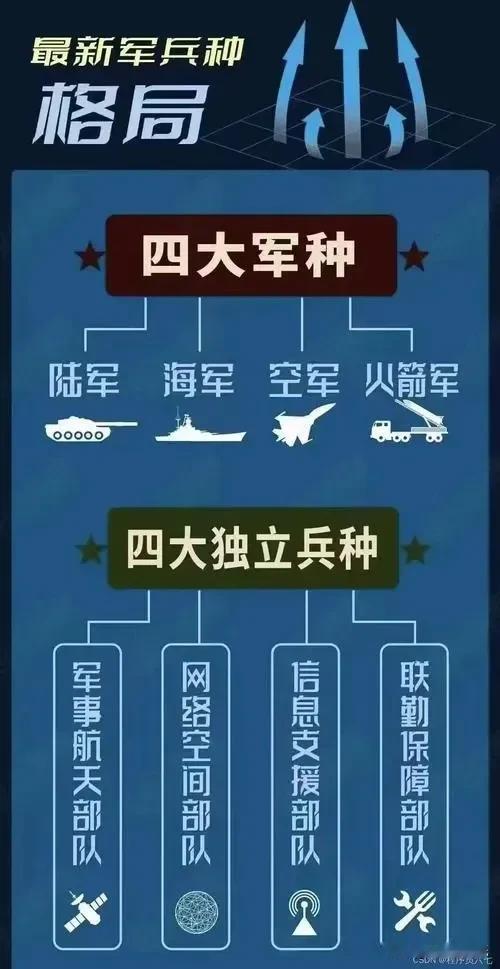 新四大独立兵种，
       现在解放军有陆、海、空、火箭军四大军种，各种军种