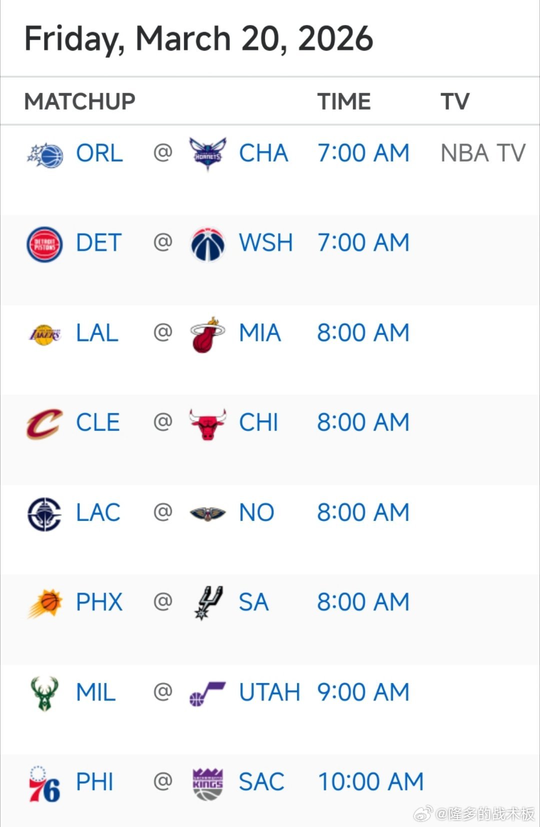 明日8场比赛预告🎬8:00 湖人vs热火，快船vs鹈鹕，太阳vs马刺 