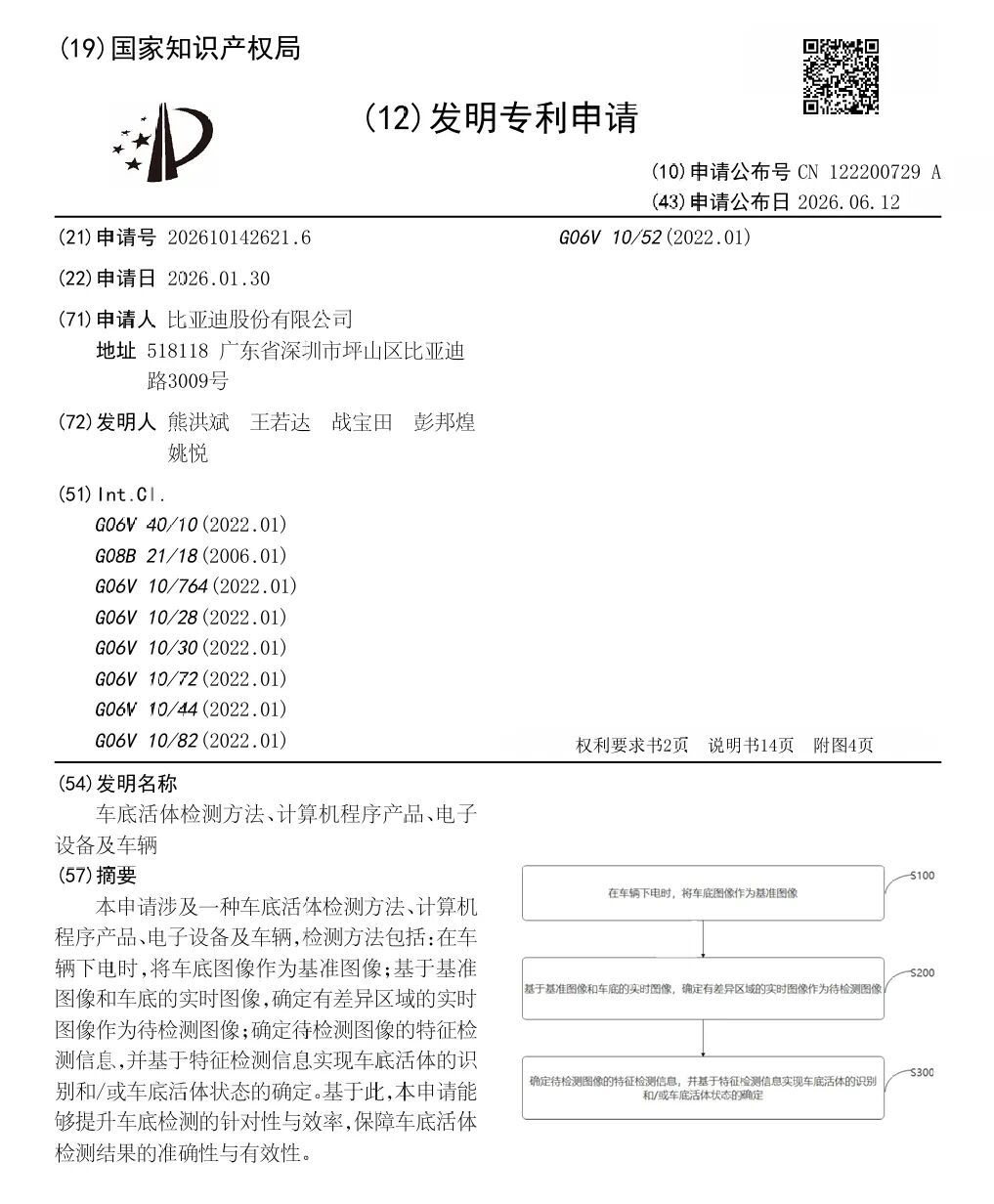 比亚迪最近公布了一个「车底活体检测」专利。阿杜：天塌了...以后没法藏车底了大概