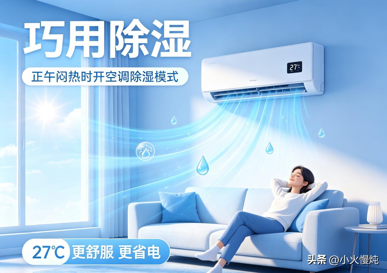 盛夏正午空气潮湿闷热，就算开空调制冷，依旧浑身黏腻。不妨试试空调除湿模式，设置2