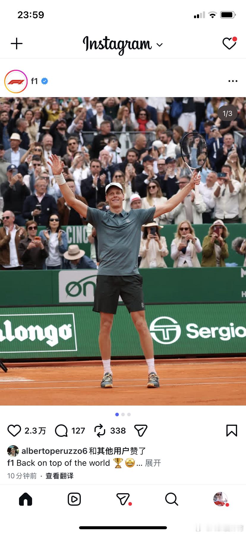 本该报道巴林大奖赛的官号也只能播“网球”了🎾毕竟辛纳也是F1官方宣传大使呀F1
