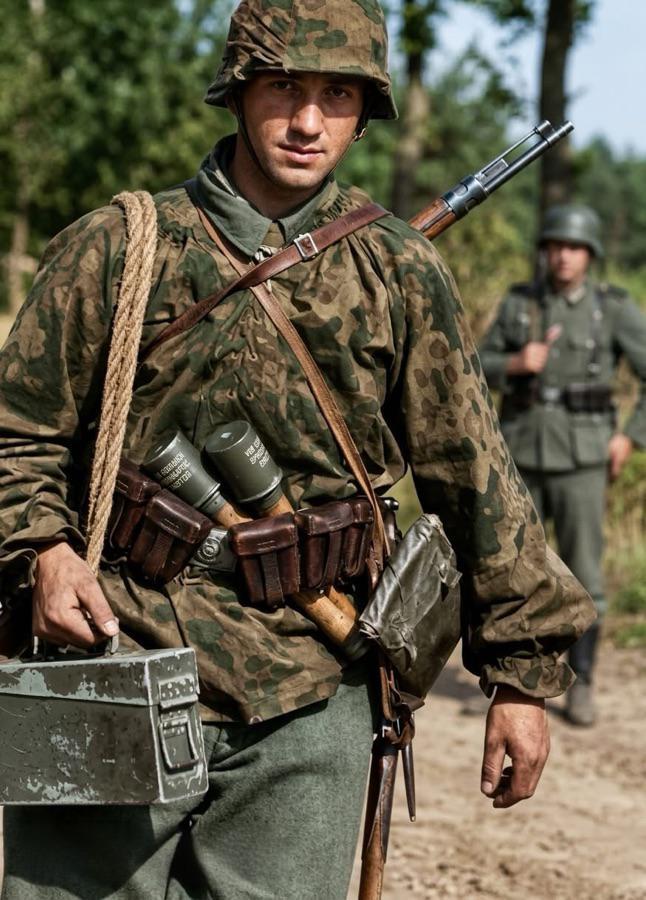 真实历史镜头下的二战德军作战场景！

图一：目测应该是德军机枪组成员！斜挎在肩上