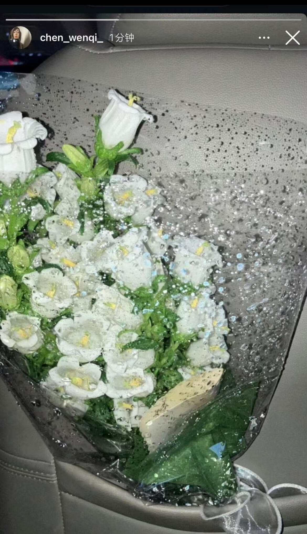 不会让爱意落空，文淇宝宝不仅ins上晒了粉丝送的风铃花，还拿着拍照认证了「祝你铮